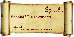 Szopkó Alexandra névjegykártya